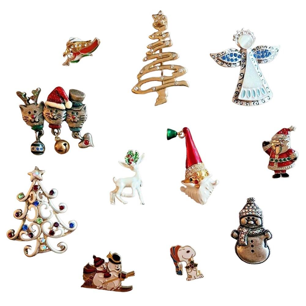 Christmas Brooches/Pins Vintage Jewelry Some Signed KC, Gerry's, TC, AJMC